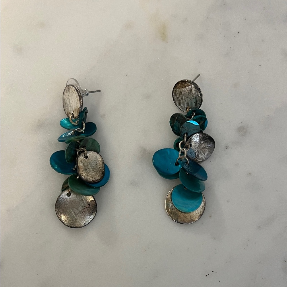 Teal Disc Drop Earrings - Women Jewelry